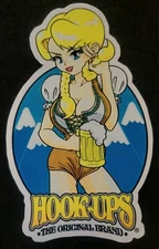 HOOK UPS STICKER "DRAFT BEER BLONDE BOOBS" 3 X 4 3/4" GLOSSY 