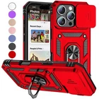 Armor Camera Cover Stand Phone Case For iPhone 16E 16 15 14 13 12 11 Pro Max