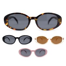 Womens Retro Classy Chic Mod Oval Plastic Fashion Sunglasses