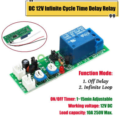 DC 12V Infinite Cycle Loop Timer Delay Adjustable Time Relay Switch Module