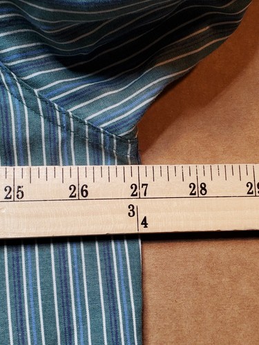Chaps Mens Button Shirt XXL Blue Green Stripe Long Sleeve Cotton Blend Logo - Picture 9 of 11