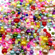 1200Pcs Half round Imitation Pearls Beads Flatback Satin Luster ABS Assorted 3/4