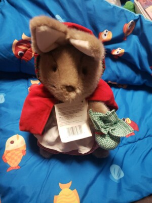Vintage Eden Beatrix Potter Christmas Party Stuffed Plush Rabbit Red Cloak Tag