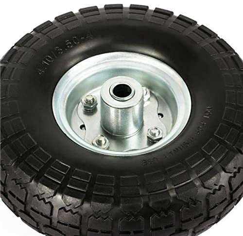 Quick Start 10" Air Pneumatic Tire Set – 4 Steel Wheels For Hand Truck, Dolly, Wagon