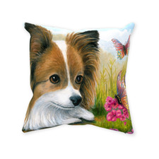 Throw Pillow Case Cushion cover Dog 123 Papillon art L.Dumas