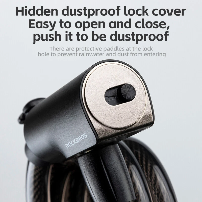 ROCKBROS Portable Bicycle Lock Anti-theft Steel MTB Road Bike Cable Lock 2 Keys - Image 4 of 4