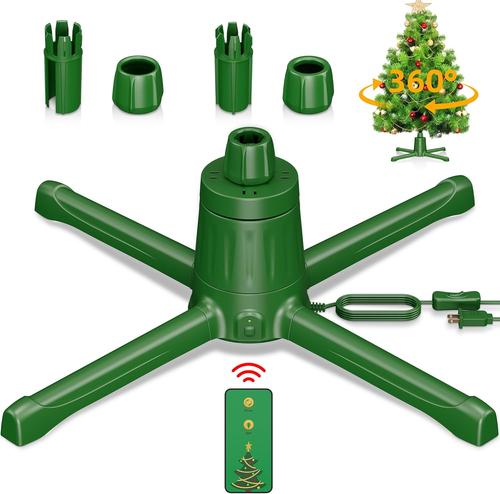 Rotating Christmas Tree Stand for Artificial Trees, 360-Degree Adjustable Tree S