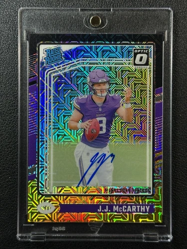 J.J. MCCARTHY 2024 DONRUSS OPTIC #235 RATED ROOKIE CHOICE BLACK GOLD AUTO 40/60