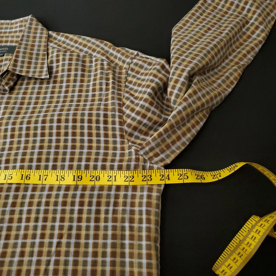 Camisa Zanella L Salvia Marfil Cuadros Abotonada Manga Larga Hecha en Italia Geométrica Foto 4 de 4