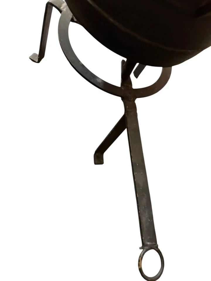 ANCIEN CHAUDRON EN FONTE + SUPPORT A POSER DE CHEMINÉE 10L SUSPENDRE CRÉMAILLÈRE - Photo 3/4