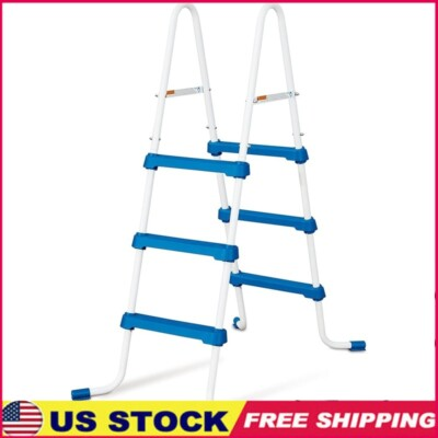#ad Lightweight Steel Ladder Above Ground Pools Heavy Duty Steps Safe Access New