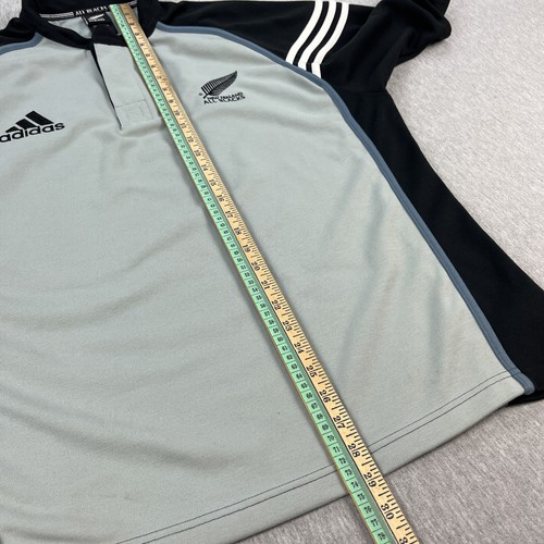 Adidas All-Blacks Rugby Jersey Mens XL Black Gray Button-Up New Zealand Official - Picture 12 of 13