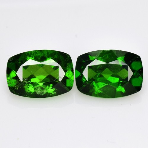 1.89ct (7x5) Cushion Chrome Diopside Perfect Pair Earth Mined Loose Gemstone, - Picture 3 of 4