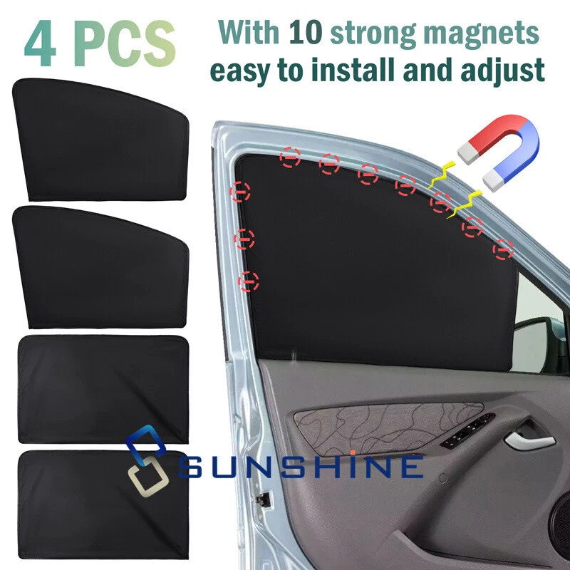 Juego de 4 piezas cortinas de privacidad con cubierta de parasol para ventana lateral magnética para automóvil Foto 2 de 4
