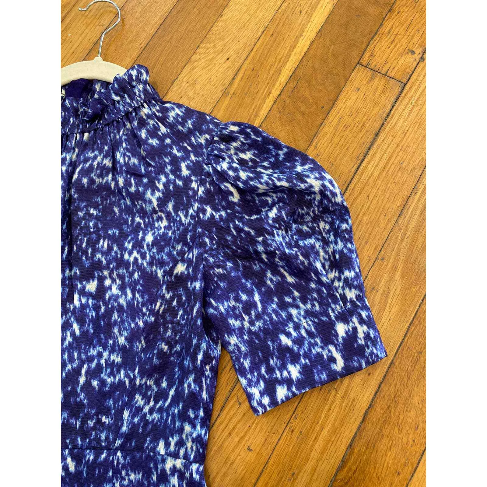 Abito Sea New York Celine Silk Prairie Midi manica gonfia taglia 0 $425