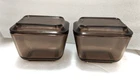 SW. 2 Set Pyrex Amber Smoked Glass Refrigerator Dish Bowls w/Lid 501B 350 ml USA