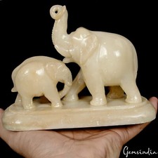 Dekoracyjny marmurowy posąg Rzeźba Słoń 4,8" Zwierzę Ręcznie rzeźbiony przedmiot kolekcjonerski