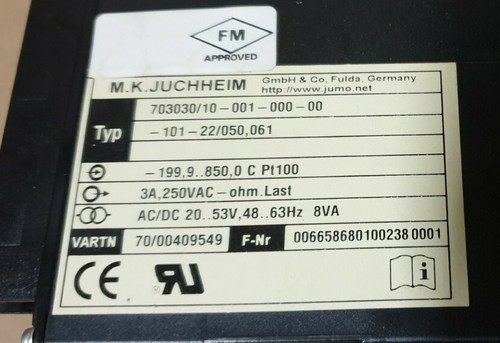 M.K. JUCHHEIM JUMO dTRON 04.1 703030/10-001-000-00-101-22/050,061 - Picture 7 of 7