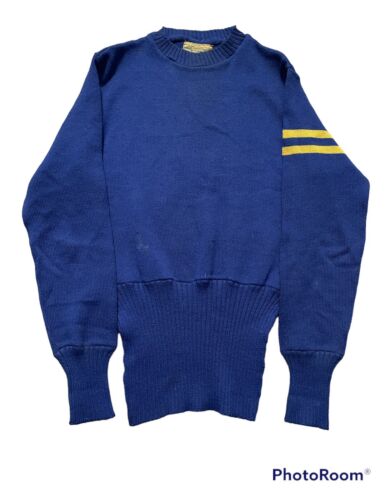 Antique Vintage 20s 30s 40s Blue Yellow Stripe Ta… - image 1