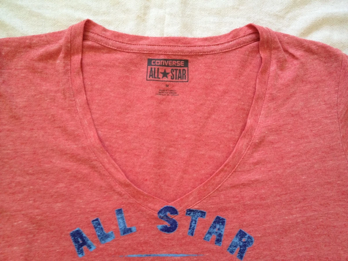 CONVERSE ALL STAR RED WOMEN S V NECK T SHIRT MEDIUM SIZE eBay
