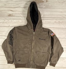 Snap-On American Flag Brown Full Zip Workwear Jacket Canvas Men's Size XL