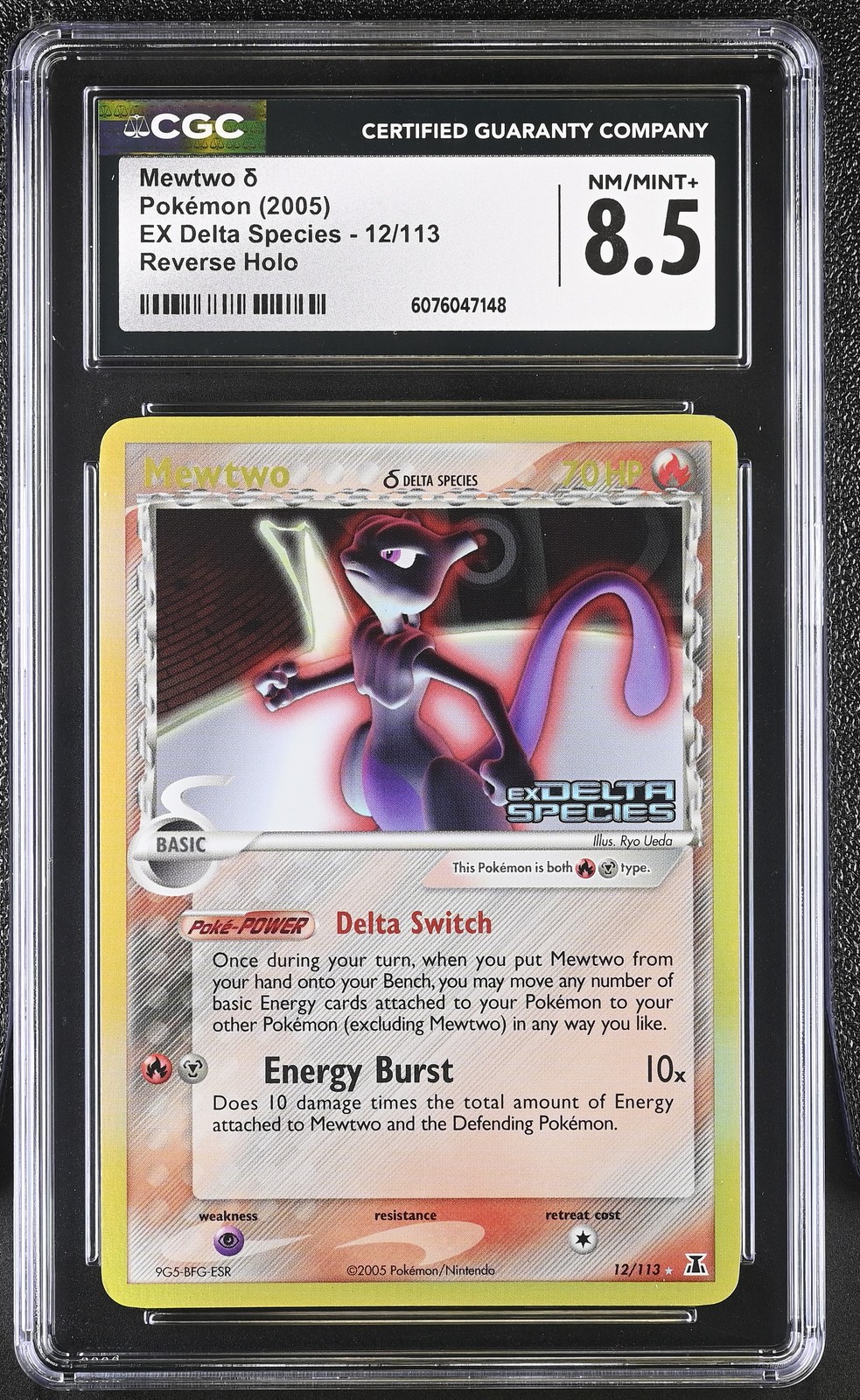 CGC 8.5 Mewtwo 2005 EX Delta Species 12/113 Reverse Holo STAMPED Pokemon Card