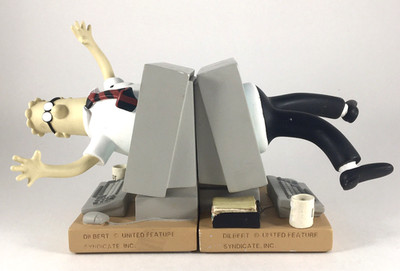Spinning Dilbert Book Ends Office Computer User Unfriendly Scott Adams 1957-2026