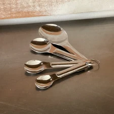 Stainless Steel Measuring Spoons Set 1/4- 1/2-1 Teaspoon -1 Tablespoon- On Ring