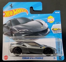 Hot Wheels 2025 Mainline Ferrari SF90 Stradale Diecast Grey Car Factory Fresh