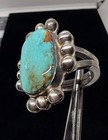 Thick VTN Old Pawn Native American Sterling High Grade Turquoise Ring sz7.75 — photo 3