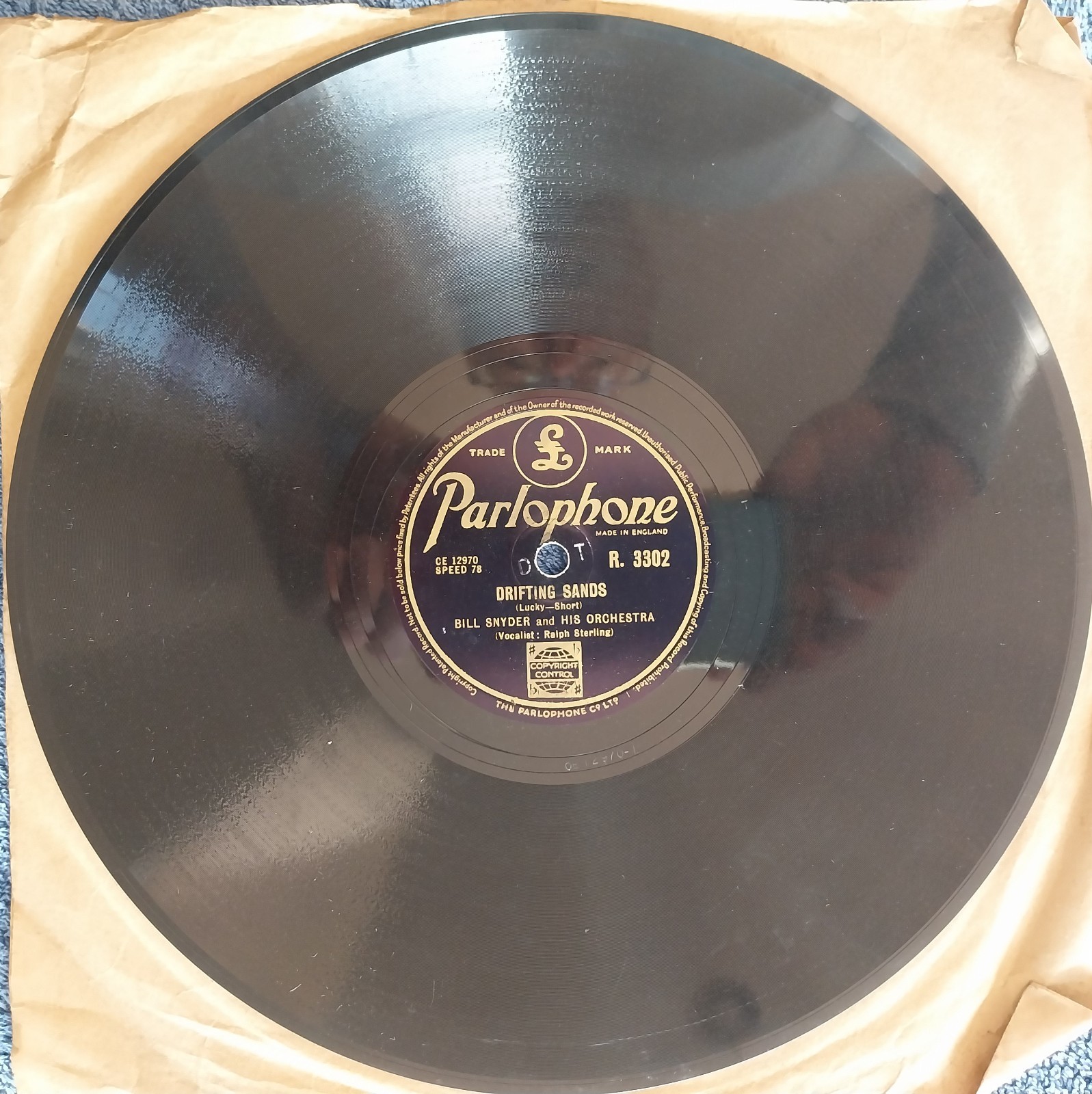 Bill Snyder: Drifting Sands/Bewitched 10" Shellac 78 1950 Excellent Condition