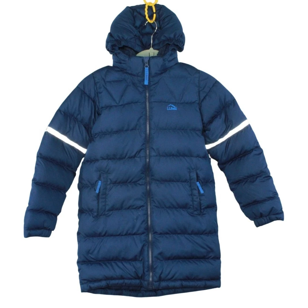 LL Bean Kids' Down Hooded Coat Blue Size M 10-12