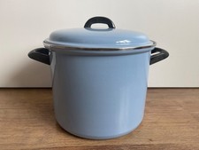 Emaille Kochtopf Topf mit Deckel Induktion Metall Hellblau 70er Ø 26 cm Vintage