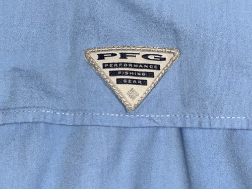 Camicia Columbia PFG blu chiaro cotone ventilato manica corta uomo XXL - Foto 9 di 12