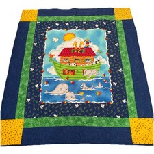 Noah s Ark Quilt 47x54 Baby/Youth Vibrant Primary Colors Reverses To Starfish