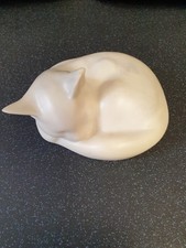 Genuine Handcrafted Marlestone Cultured Marble Sleeping Cat Figurine Ornament