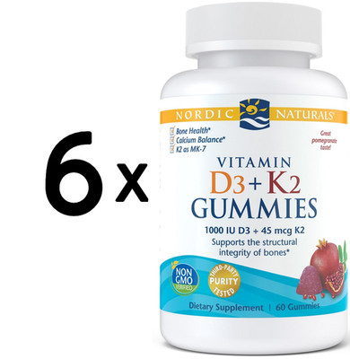 6 x Nordic Naturals Vitamin D3+K2 Gummies, Pomegranate - 60 (416,64 EUR/kg)