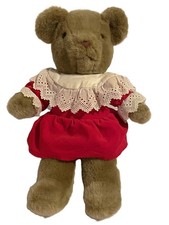 Vintage Eden 16" Teddy Bear In Red Velvet Dress