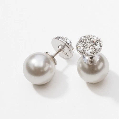 Aretes de cristal de perlas de doble cara con piedra táctil de Swarovski Foto 3 de 4