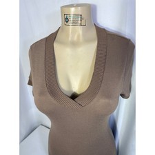 Zenana Outfitters Brown Rib Knit Bodycon Sweater Dress Size Small