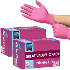 Pink Gloves Disposable Latex Free  Nitrile Pink Glove Hair and Nail Salon, Esth