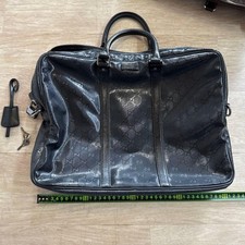 Gucci Black Nylon Business Bag 40cm x 30cm GG Pattern with Key Excellent