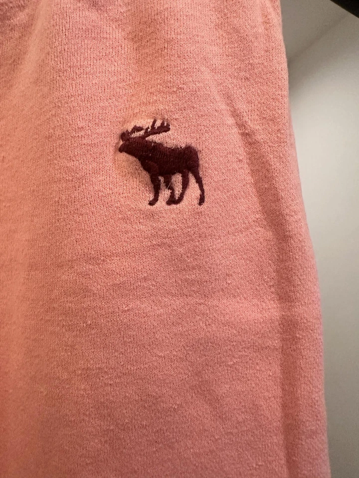 Pantalones deportivos Abercrombie Vintage Y2K 3/4 de largo rosa salmón bordado con logotipo Foto 3 de 4