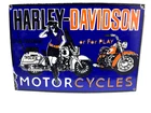 Vintage 15"x10" Porcelain Enamel Harley Davidson Motorcycle Metal Tacker Sign