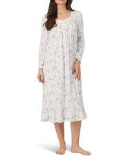 Nwt 68 Eileen West Gray 100 Cotton Knit Long Sleeve 48" Ballet Nightgown XL