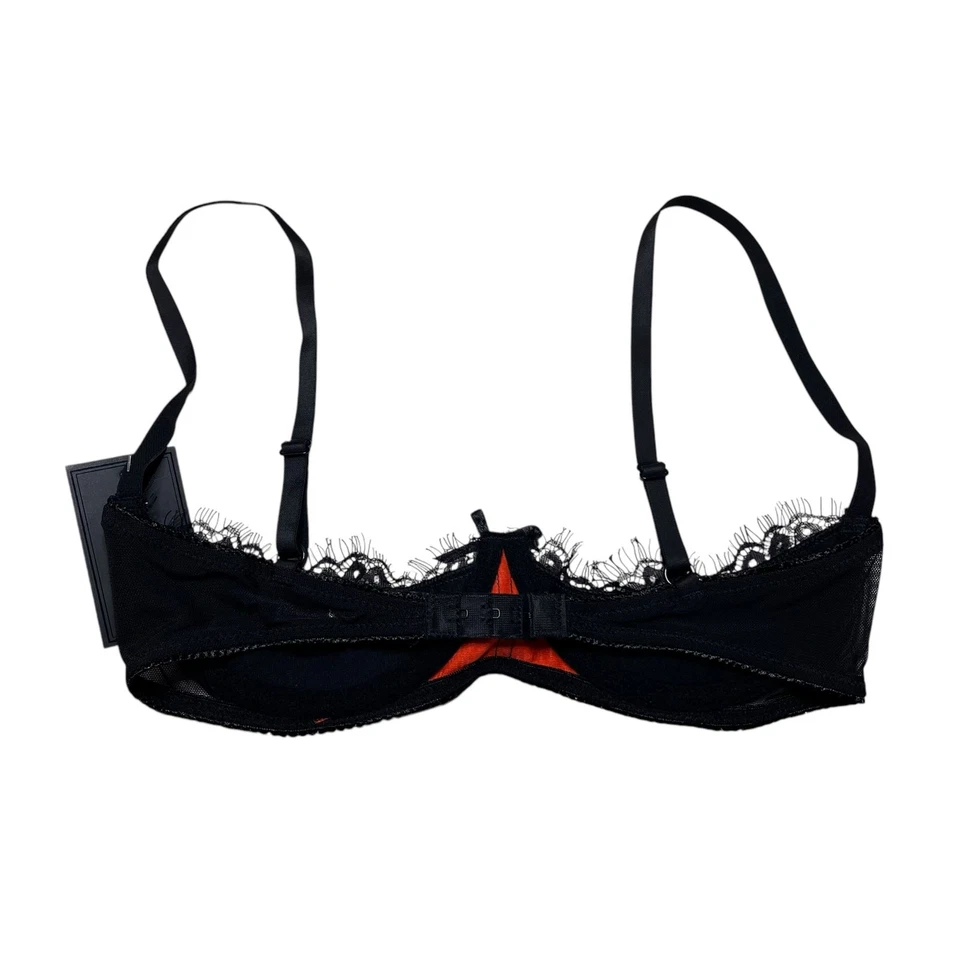 Sujetador Frederick's of Hollywood Lux de encaje sobre satén naranja negro talla XL Foto 2 de 4