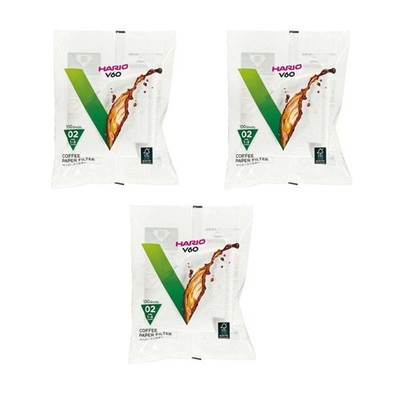 3 x HARIO Papierfilter weiß für V60-02,100 Stück (VCF-02-100W)
