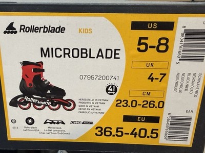 Rollerblade USA Microblade Boys Adjustable Fitness Inline Skate - Black/Red