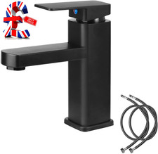 Black Bathroom Taps, Black Basin Tap with Single Lever for Hot and Cold Lavatory