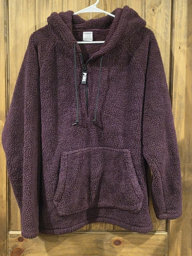 UNDERCOVER Victoria’s Secret rosa viola teddy sherpa mezza zip felpa con cappuccio donna taglia large